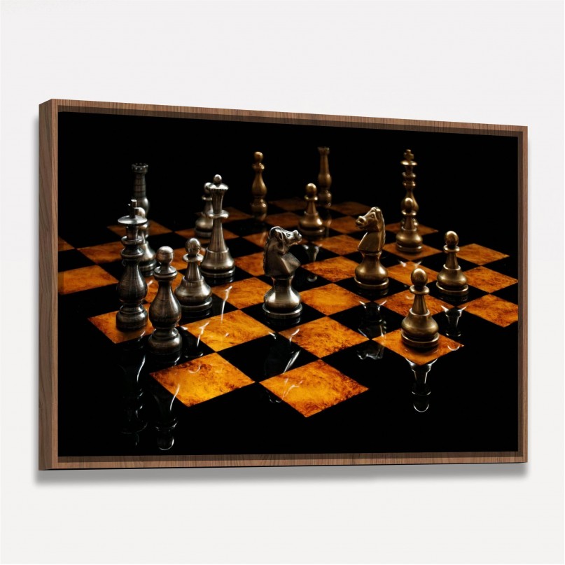 Quadro Xadrez Tabuleiro Mármore Luxo