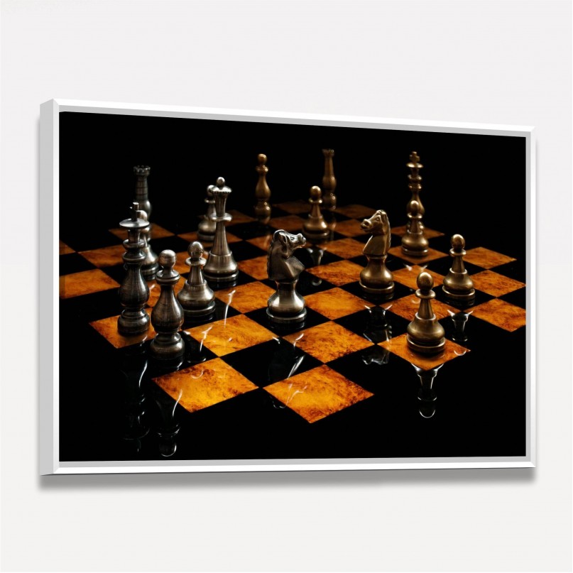 Quadro Xadrez Tabuleiro Mármore Luxo