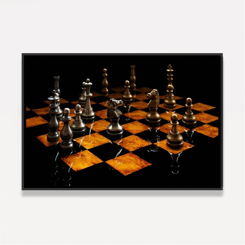 Quadro Xadrez Tabuleiro Mármore Luxo