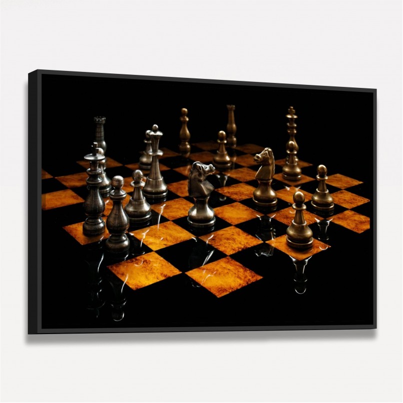 Quadro Xadrez Tabuleiro Mármore Luxo