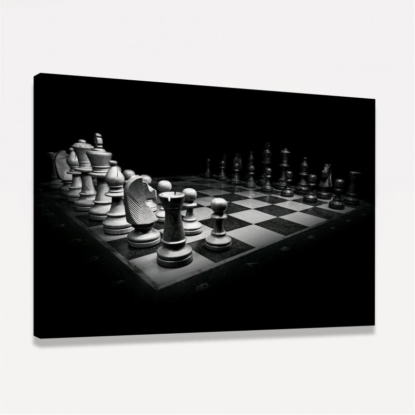 Quadro Xadrez Preto e Branco Tabuleiro - Let's Play