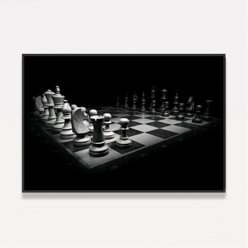 Quadro Xadrez Preto e Branco Tabuleiro - Let's Play