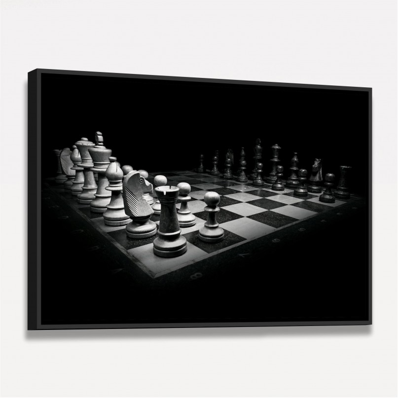 Quadro Xadrez Preto e Branco Tabuleiro - Let's Play