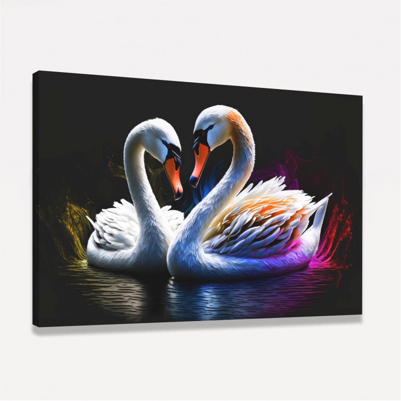 Quadro Casal de Cisnes Amor Gracioso