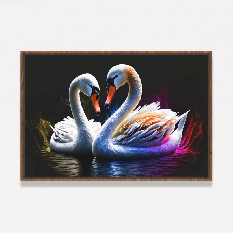 Quadro Casal de Cisnes Amor Gracioso