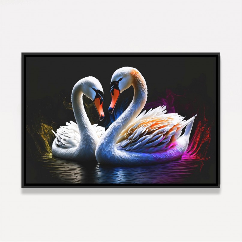 Quadro Casal de Cisnes Amor Gracioso