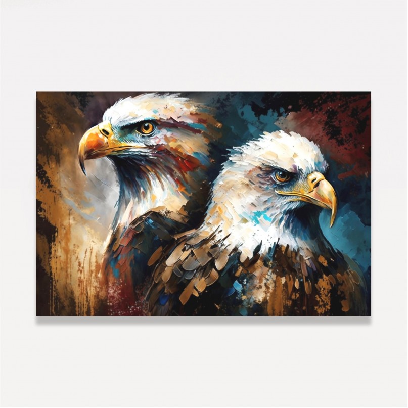 Quadro Casal de Águias Rei Rainha dos Céus Colors
