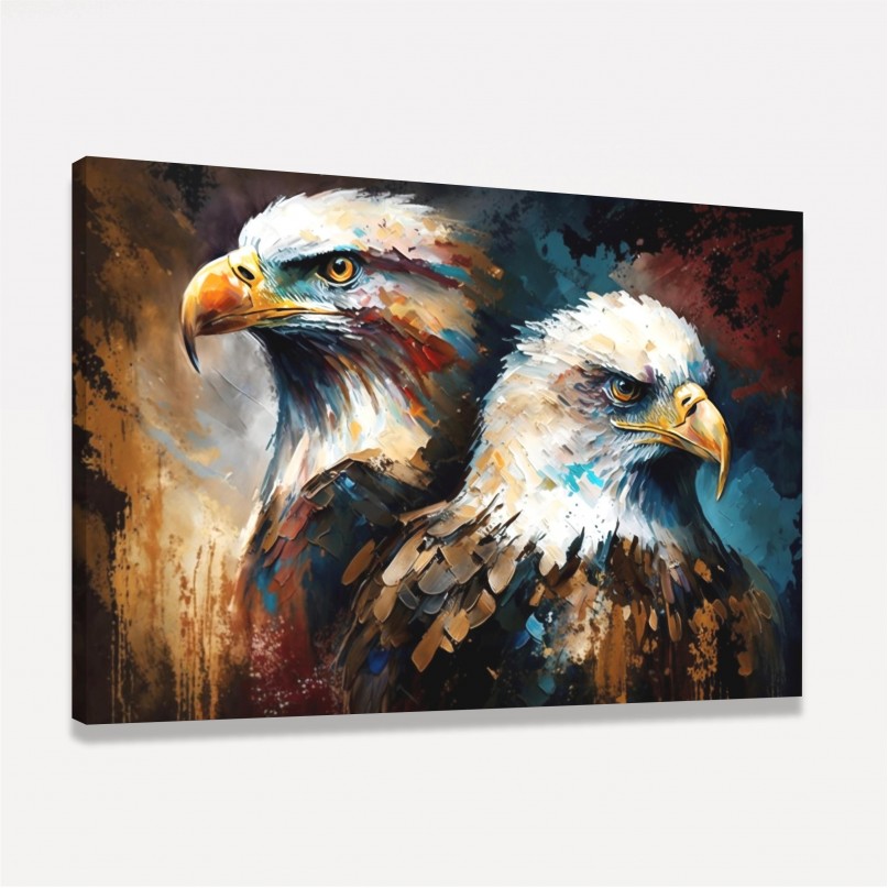 Quadro Casal de Águias Rei Rainha dos Céus Colors