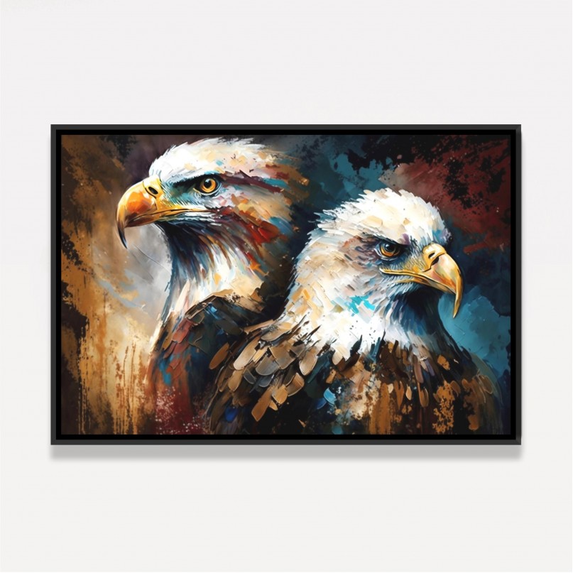 Quadro Casal de Águias Rei Rainha dos Céus Colors