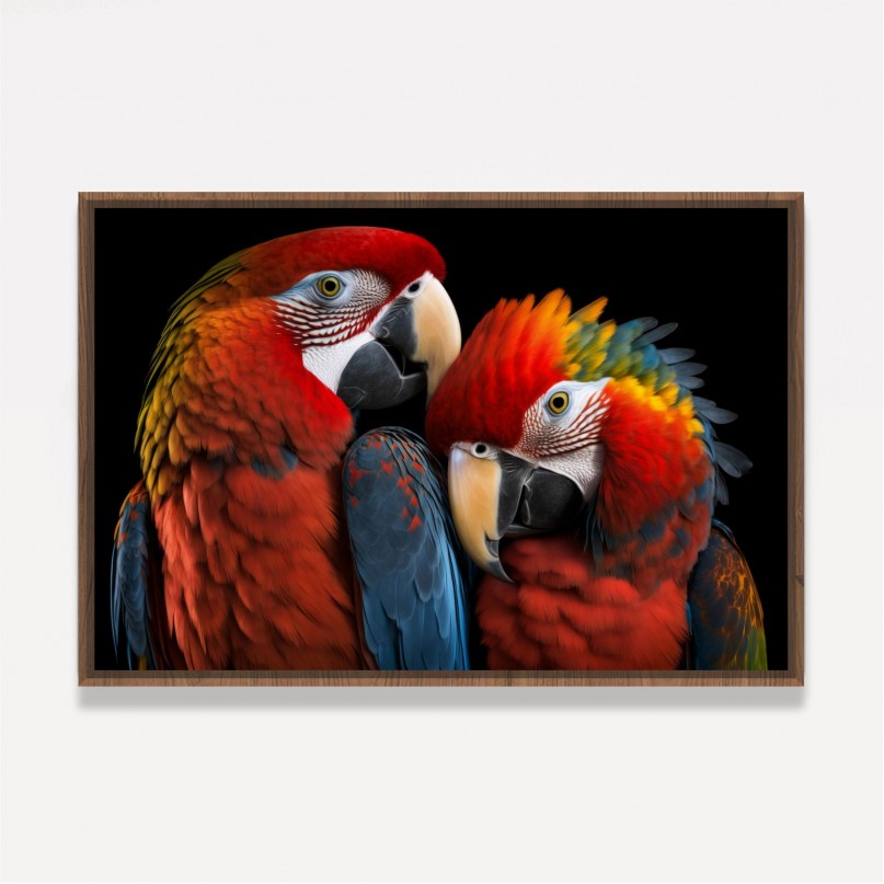 Quadro Casal Araras Vermelhas Amor