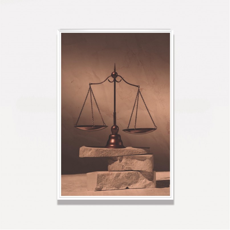 Quadro Advocacia Balança sobre a Rocha Vintage