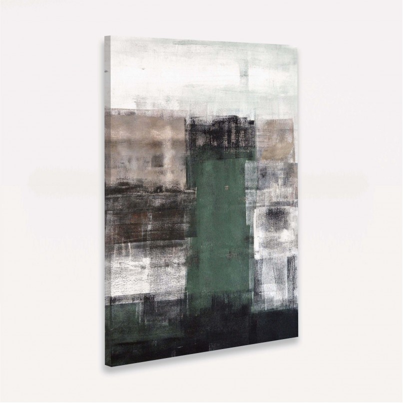 Quadro decorativo Abstrato Tons Verde Marrom e Cinza