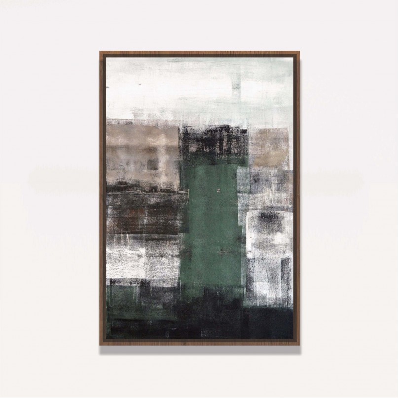 Quadro decorativo Abstrato Tons Verde Marrom e Cinza