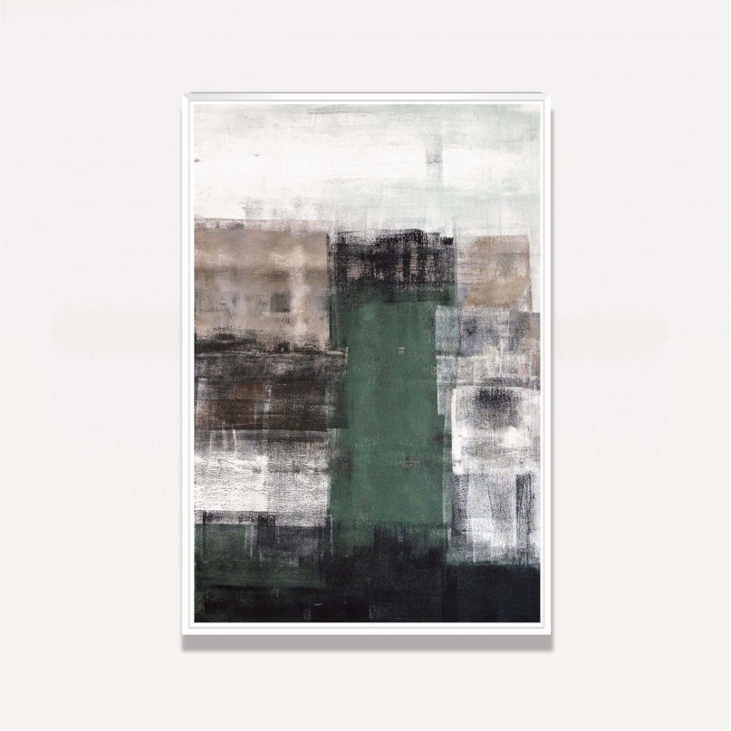 Quadro decorativo Abstrato Tons Verde Marrom e Cinza