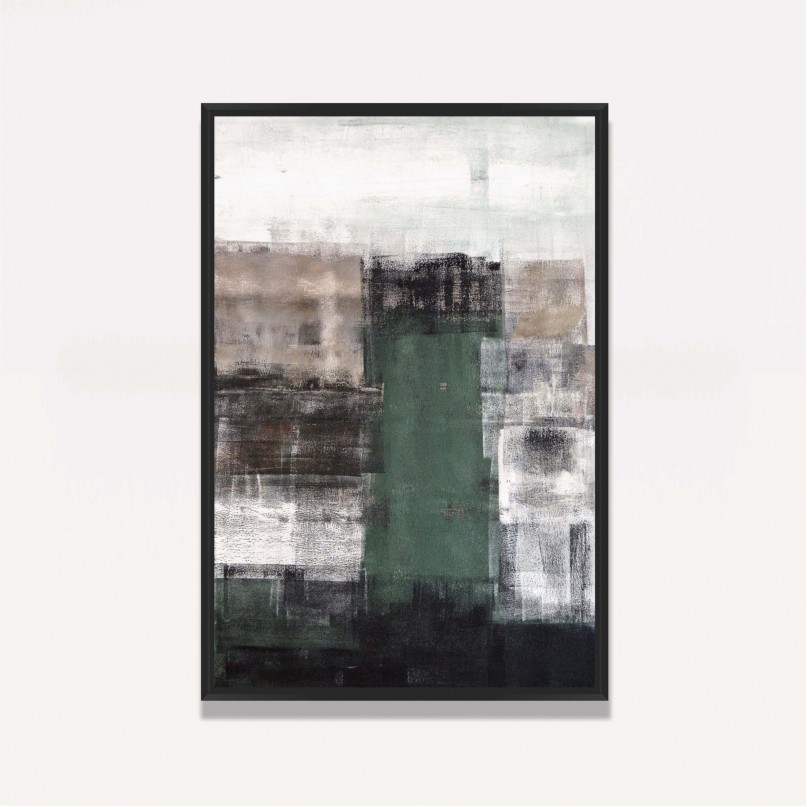 Quadro decorativo Abstrato Tons Verde Marrom e Cinza