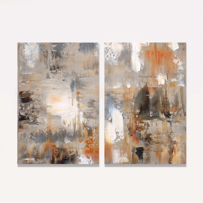 Quadro decorativo Pinceladas em Sintonia Duo Abstrato