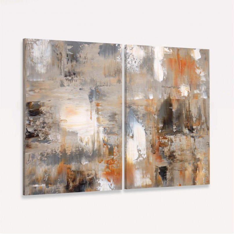 Quadro decorativo Pinceladas em Sintonia Duo Abstrato