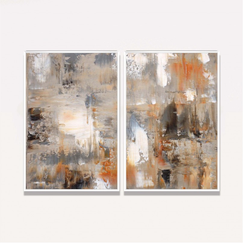Quadro decorativo Pinceladas em Sintonia Duo Abstrato