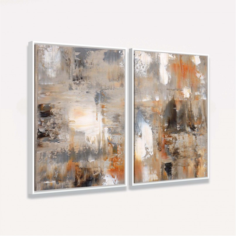 Quadro decorativo Pinceladas em Sintonia Duo Abstrato