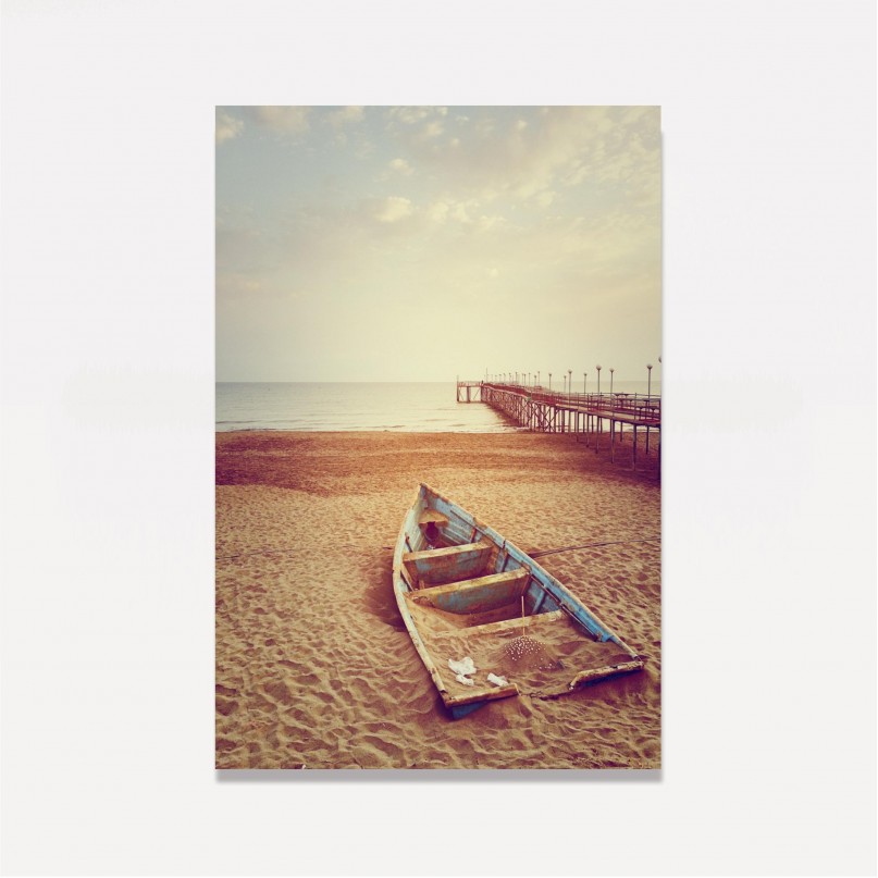 Quadro Paisagem Praia Mar Canoa decorativo
