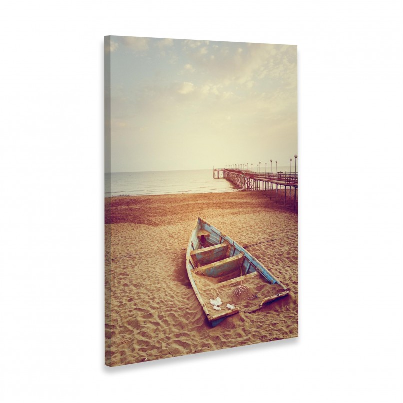 Quadro Paisagem Praia Mar Canoa decorativo