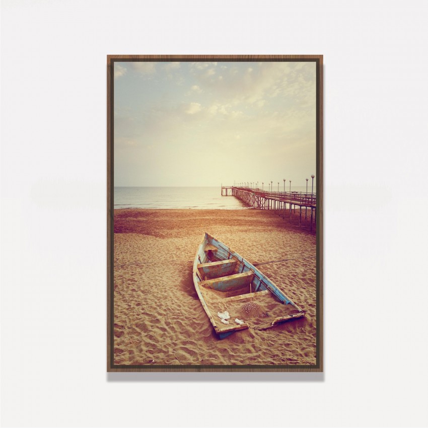 Quadro Paisagem Praia Mar Canoa decorativo