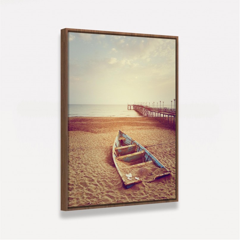 Quadro Paisagem Praia Mar Canoa decorativo