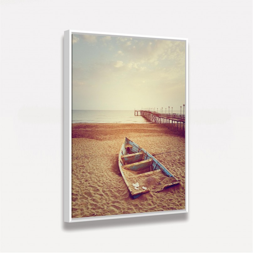 Quadro Paisagem Praia Mar Canoa decorativo