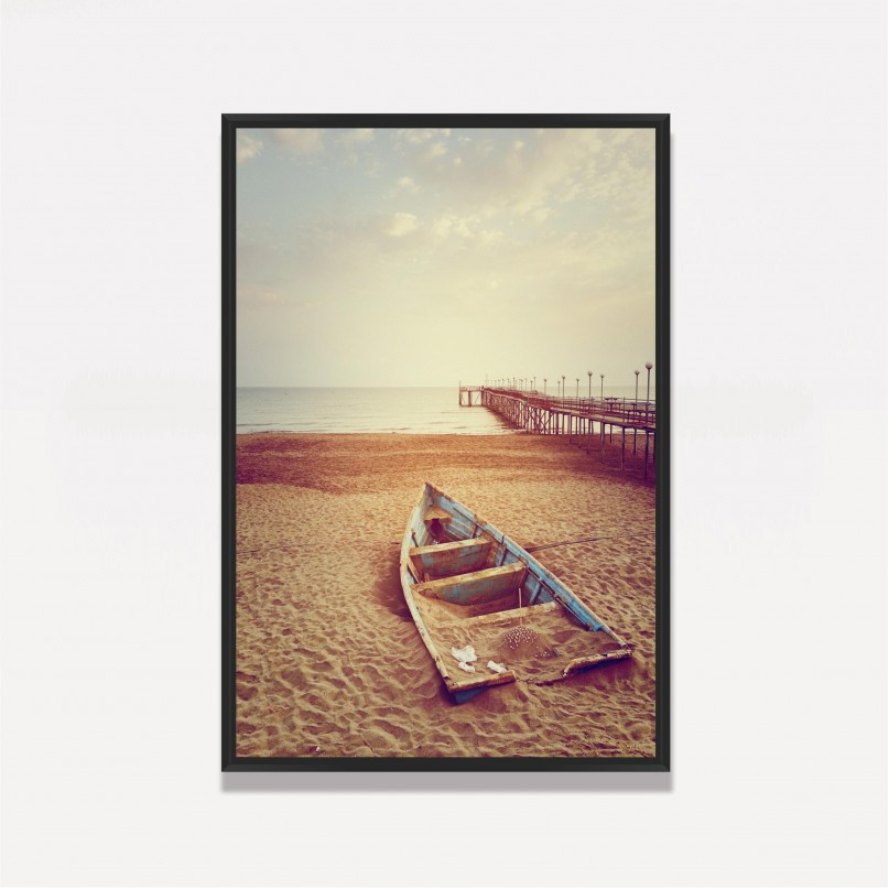 Quadro Paisagem Praia Mar Canoa decorativo