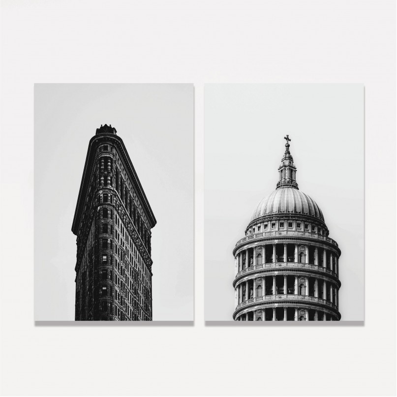 Quadro Duo Edifícios Ícones Vintage