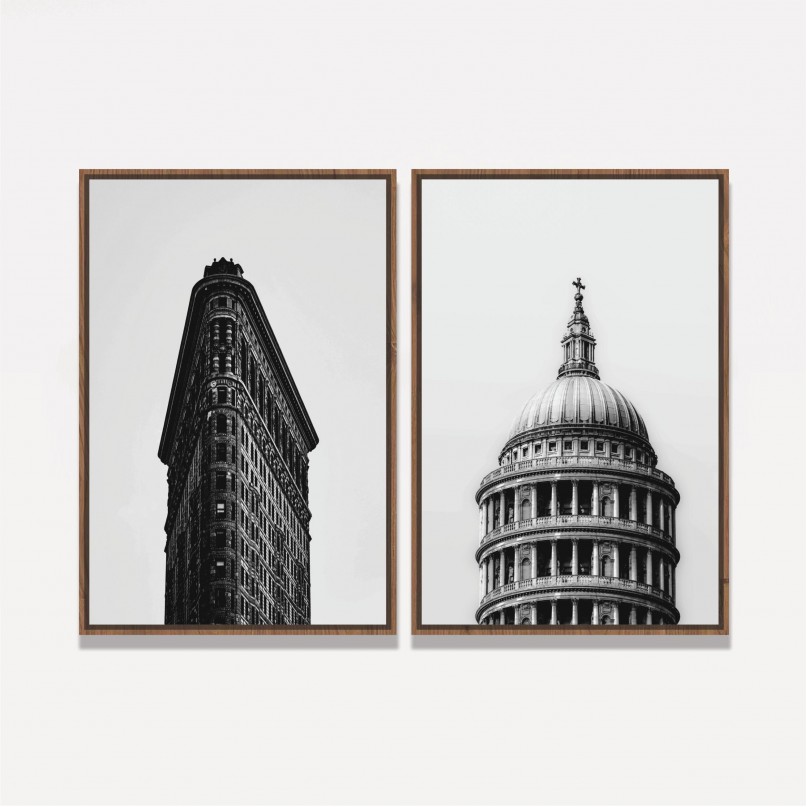 Quadro Duo Edifícios Ícones Vintage