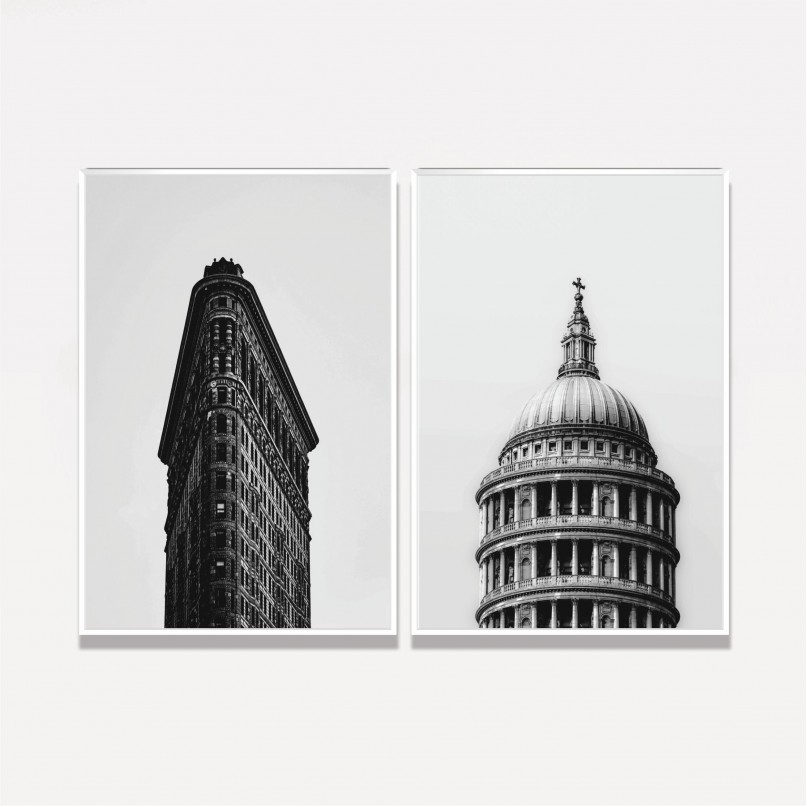 Quadro Duo Edifícios Ícones Vintage