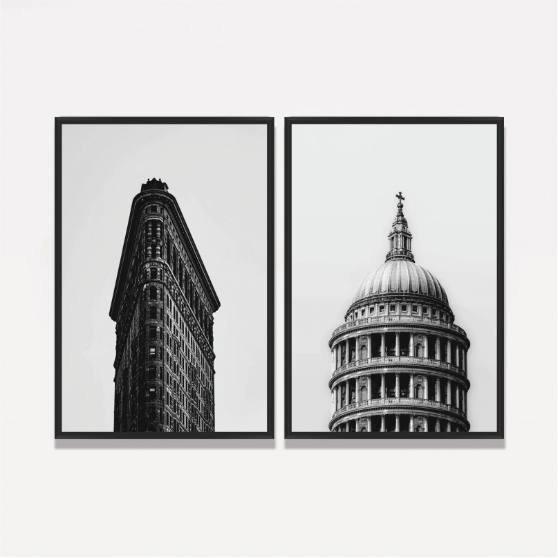 Quadro Duo Edifícios Ícones Vintage