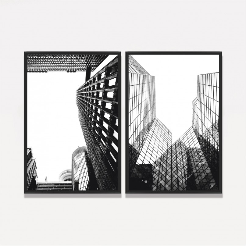 Quadro Silhuetas Urbanas - 2 Peças