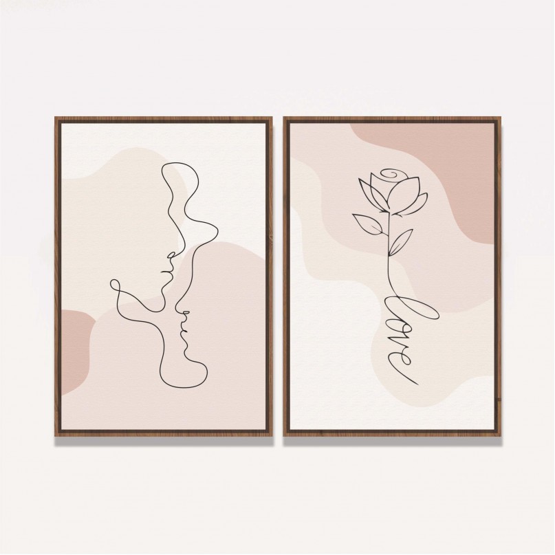Quadro Casal Love Abstrato Minimalista 