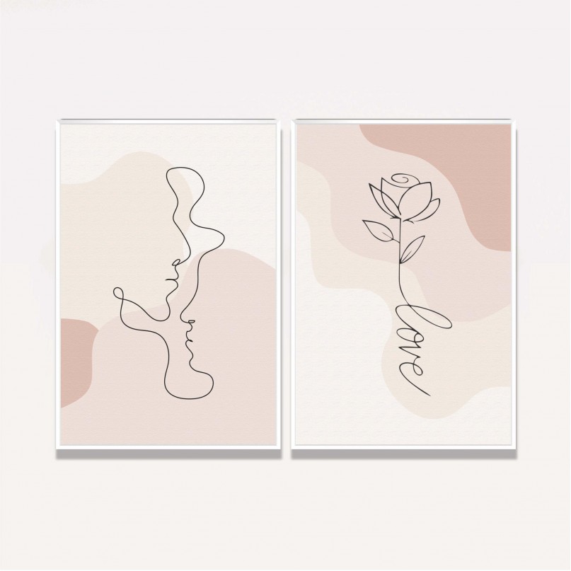 Quadro Casal Love Abstrato Minimalista 