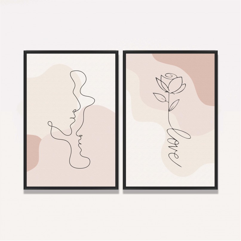 Quadro Casal Love Abstrato Minimalista 
