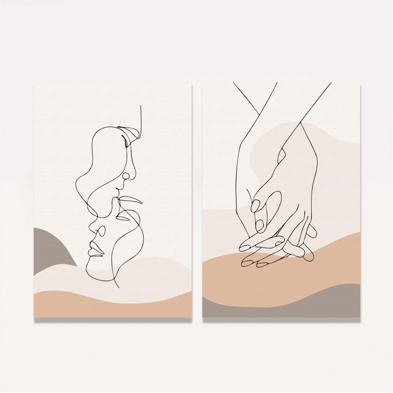 Quadro Casal em Linhas Duo Amor e União