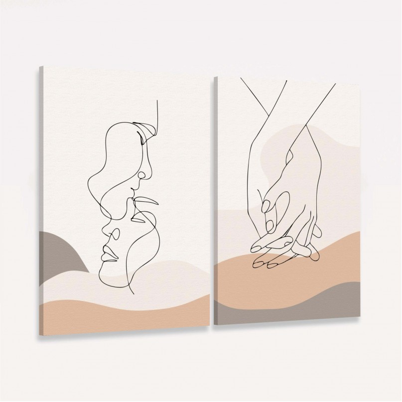 Quadro Casal em Linhas Duo Amor e União