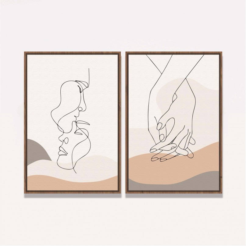 Quadro Casal em Linhas Duo Amor e União