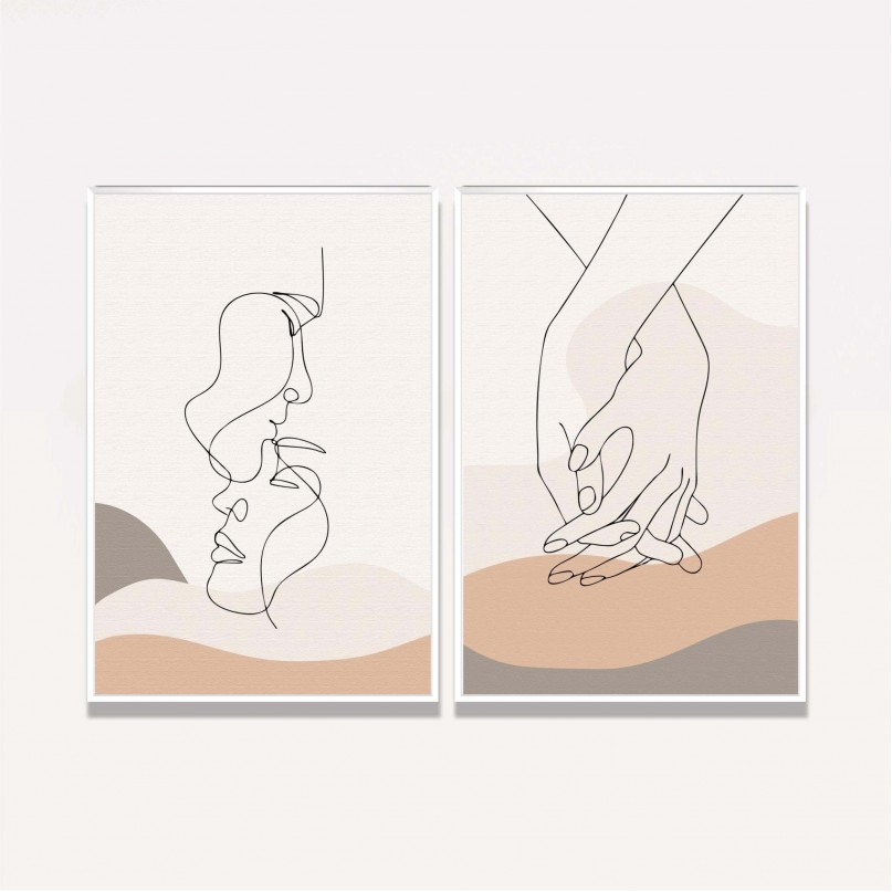 Quadro Casal em Linhas Duo Amor e União