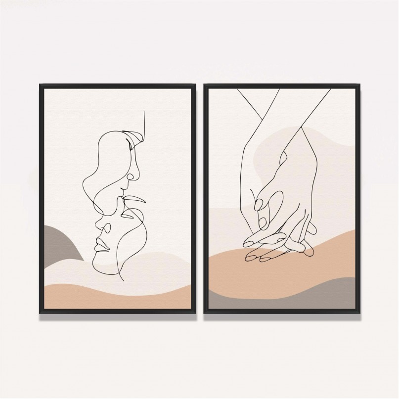 Quadro Casal em Linhas Duo Amor e União