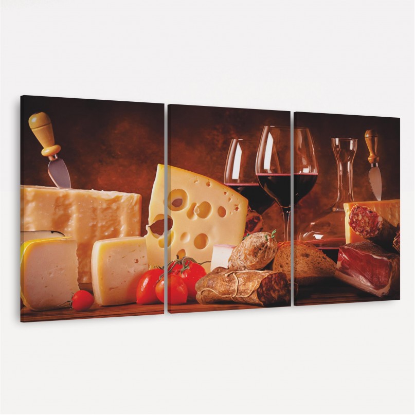 Quadro Charcutaria e Vinho - 3 Peças