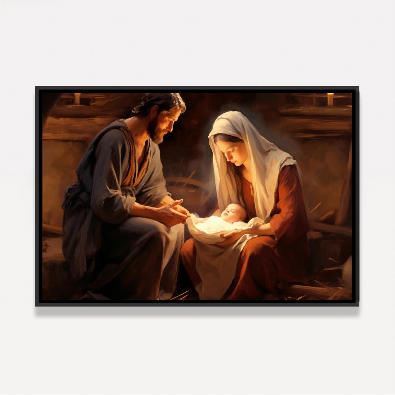 Quadro Sagrada Família Manjedoura Esperança para o Mundo