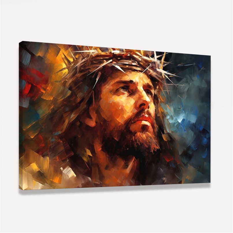 Quadro de Jesus Estilo Pinceladas Colorido