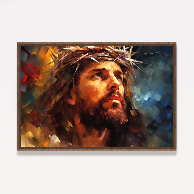 Quadro de Jesus Estilo Pinceladas Colorido