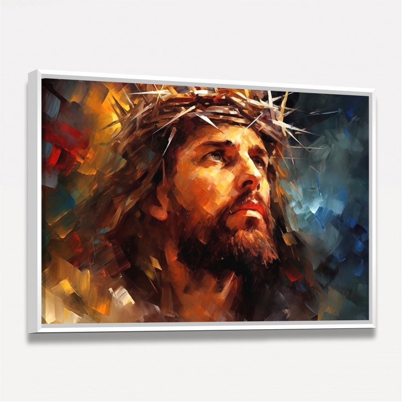 Quadro de Jesus Estilo Pinceladas Colorido
