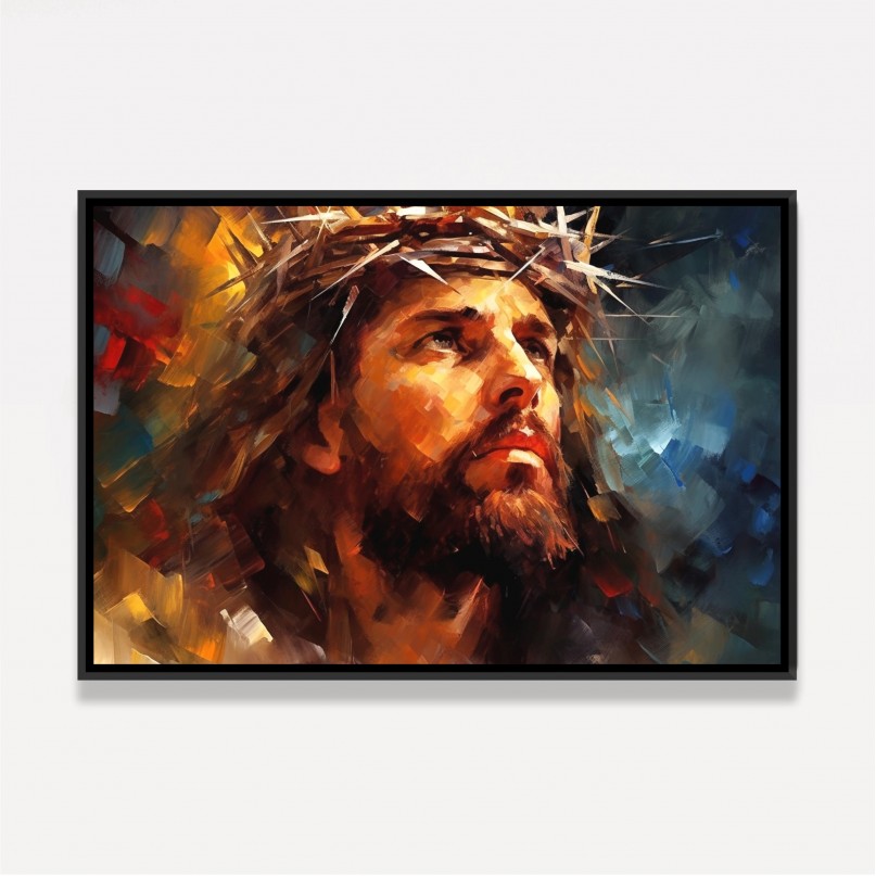 Quadro de Jesus Estilo Pinceladas Colorido