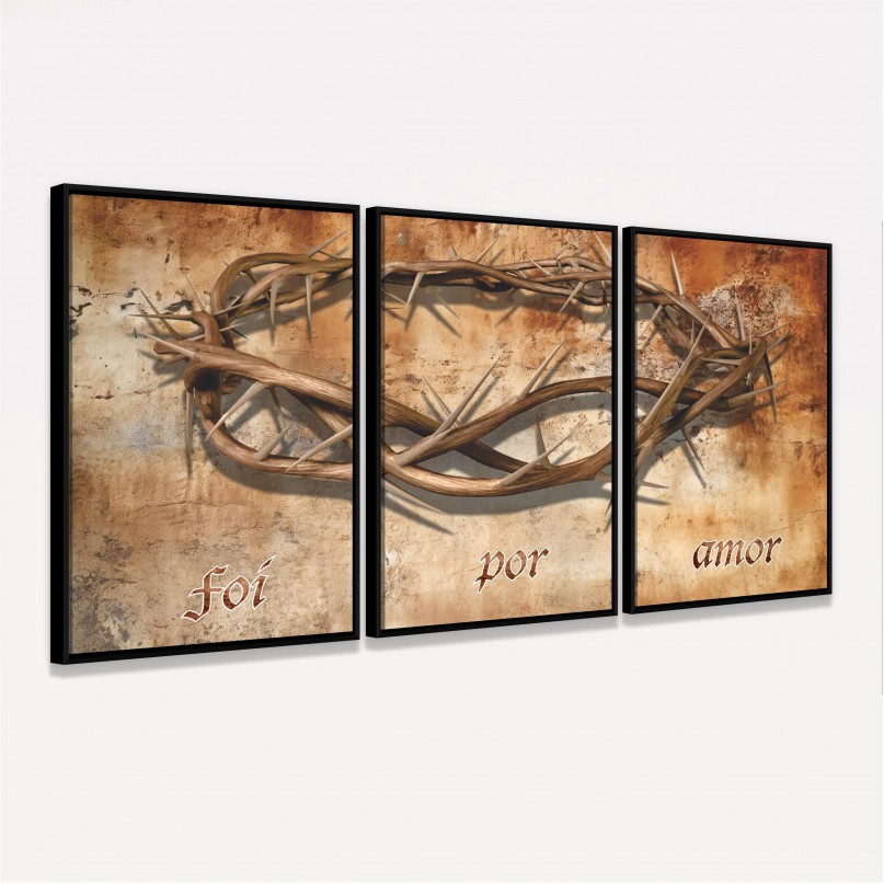 Quadro Trio Coroa de Espinhos Foi Por Amor