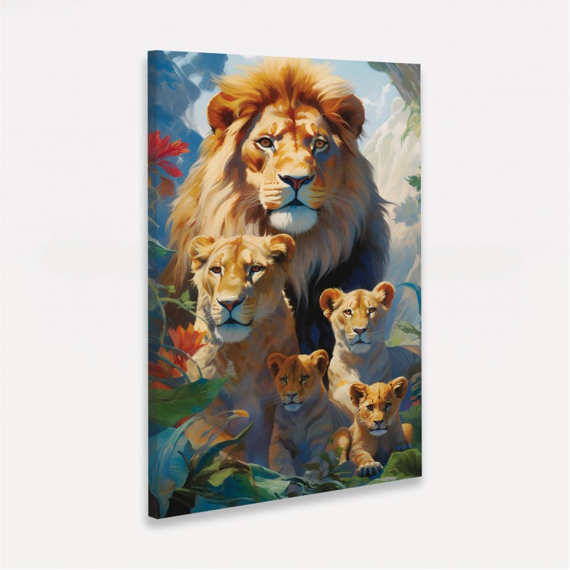 Quadro Família de Leões Tropical